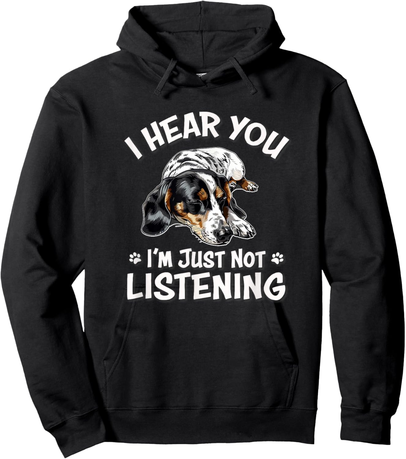 Funny Hear You Not Listening Piebald Dachshund Lover Hoodie - Hoodie | Black