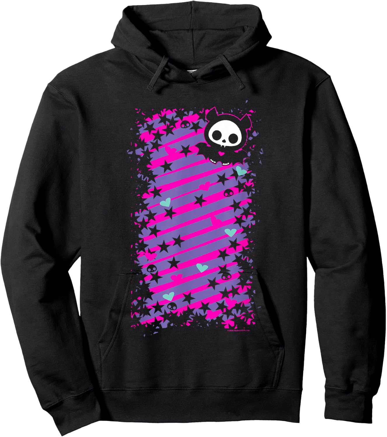 Skelanimals Diego Bat Vintage Pink Colour Pop Stripe Vignette Hoodie - Hoodie | Black