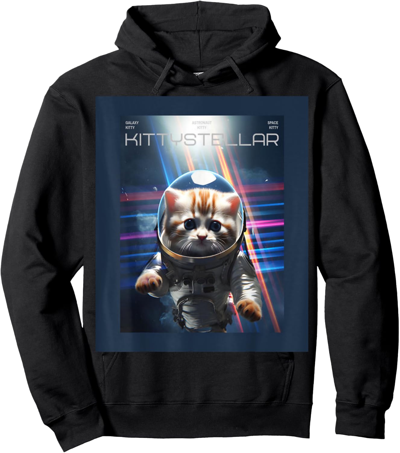 Astronaut Cat with Interstellar Space Aesthetic Movie Poster Hoodie - Hoodie | Black
