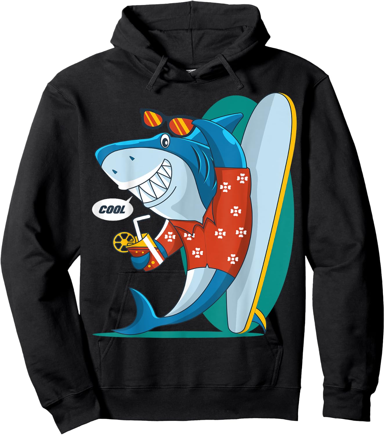 Cool Shark Surfing Design Hoodie - Hoodie | Black
