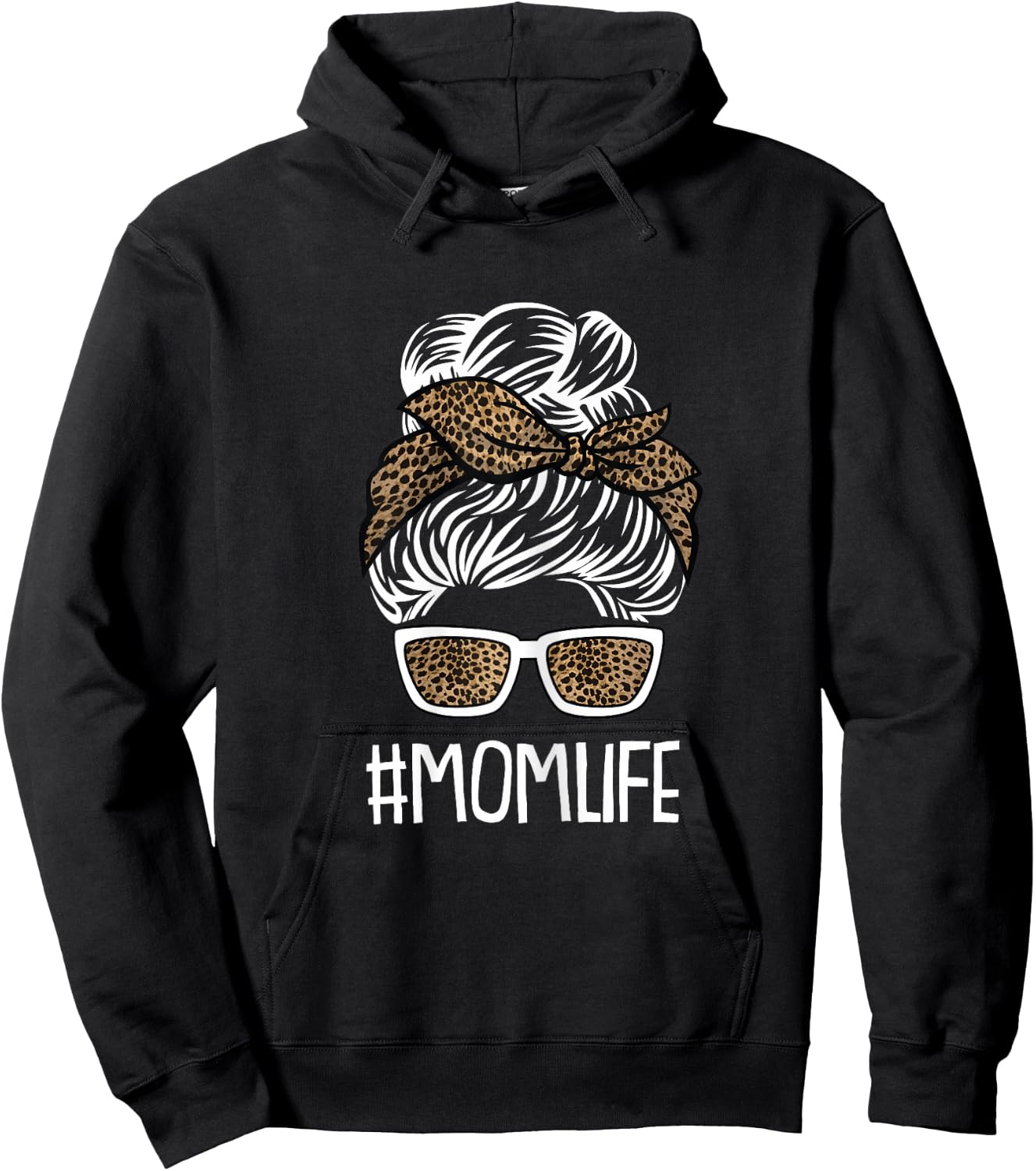Mom-Life Mothers-Day Leopard Print Mama Mommy Momma Hoodie - Hoodie | Black