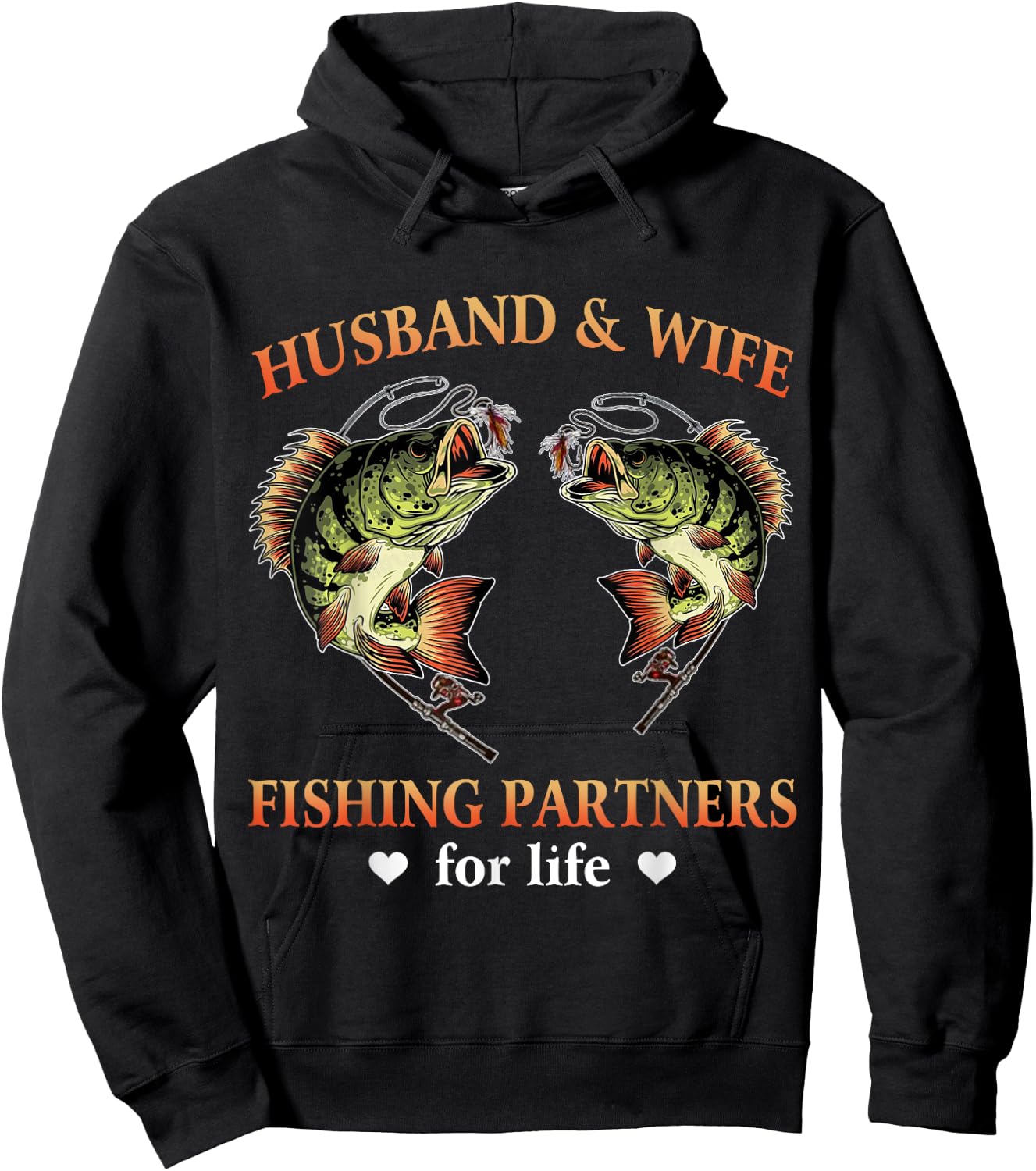 Husband And Wife Fishing Partners For Life Funny Fishing Hoodie - Hoodie | Black