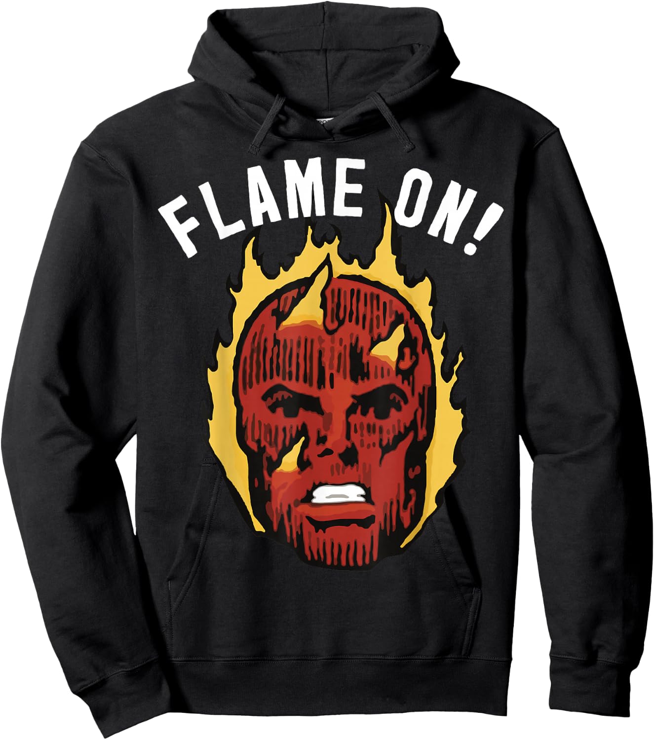 Marvel Fantastic Four The Human Torch Flame On Portrait Hoodie - Hoodie | Black