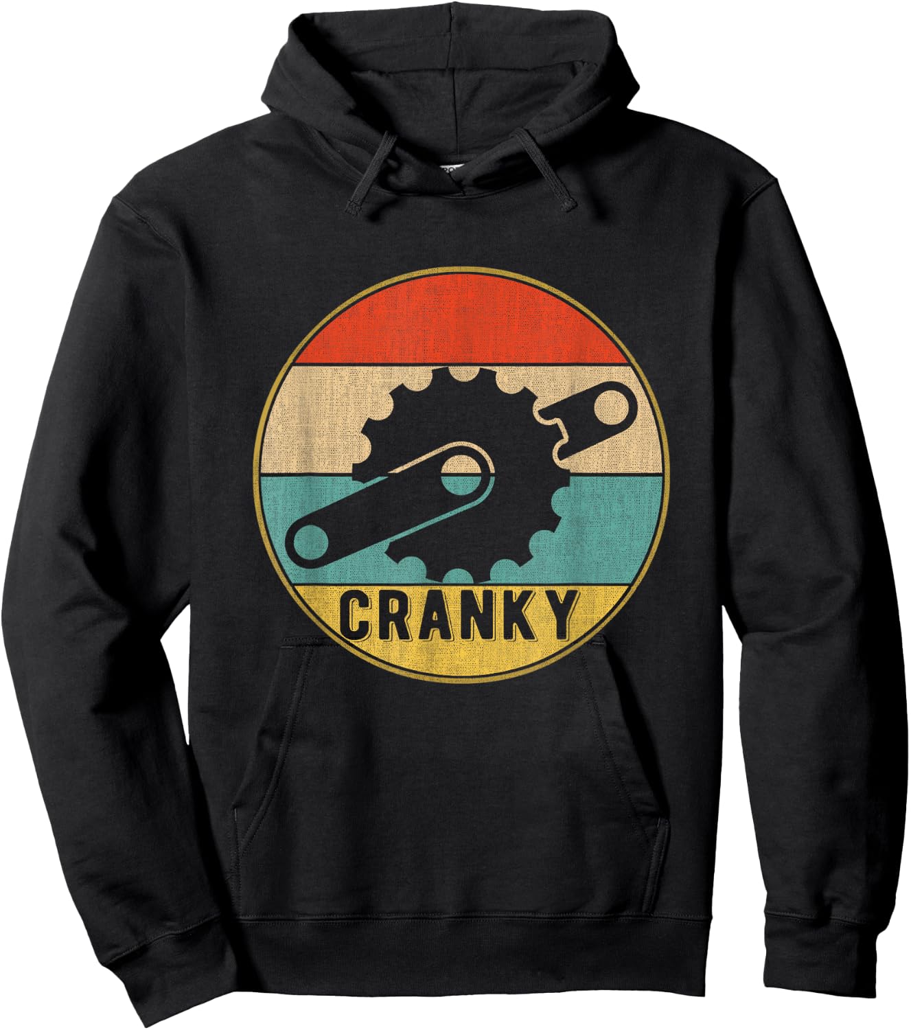 Fahrrad Cranky Vintage-Design Bicycle Retro Cycling - -Adults - Black - Small - Short Sleeve - - Classic Fit - Cotton, Polyester Blend Hoodie - Hoodie | Black