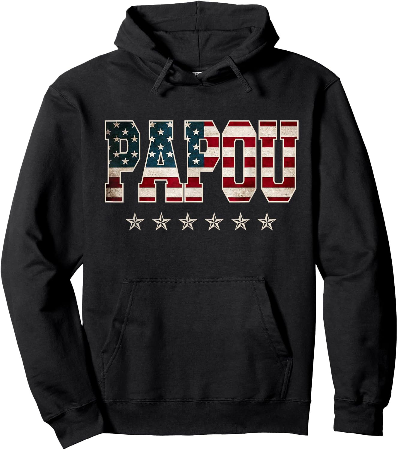 Papou Father's Day American Flag 4th of July Christmas Xmas Hoodie - Hoodie | Black