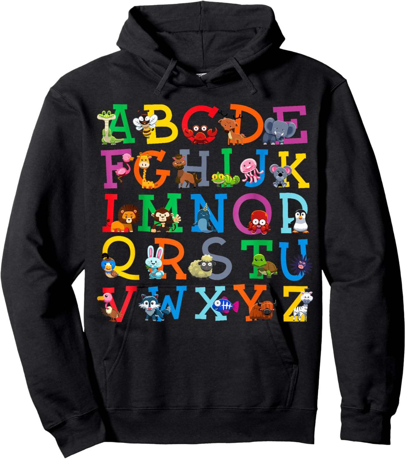 Zoo Animal Alphabet ABCs Animals Learning A-Z ABC Letters Hoodie - Hoodie | Black