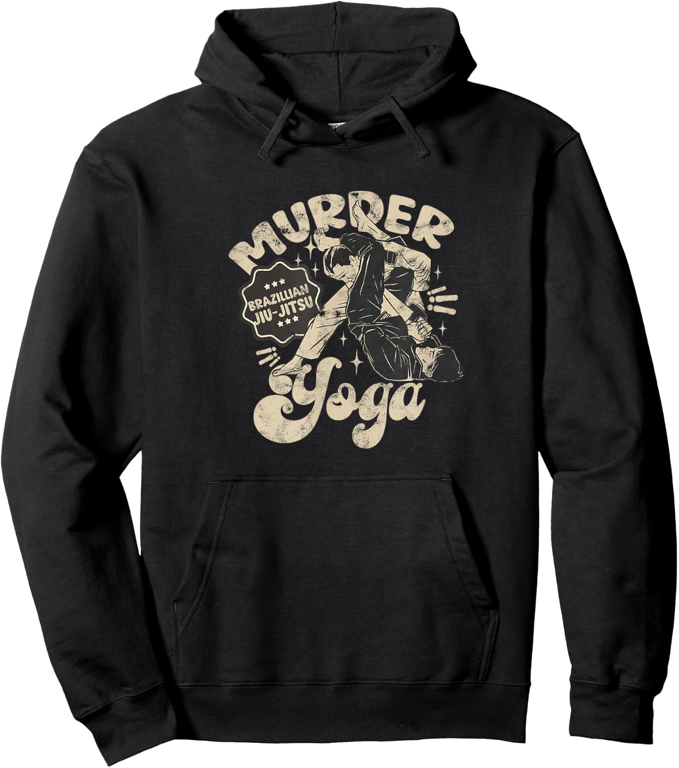 Murder Yoga Funny Brazilian Jiu Jitsu Wrestling Distressed Hoodie - Hoodie | Black