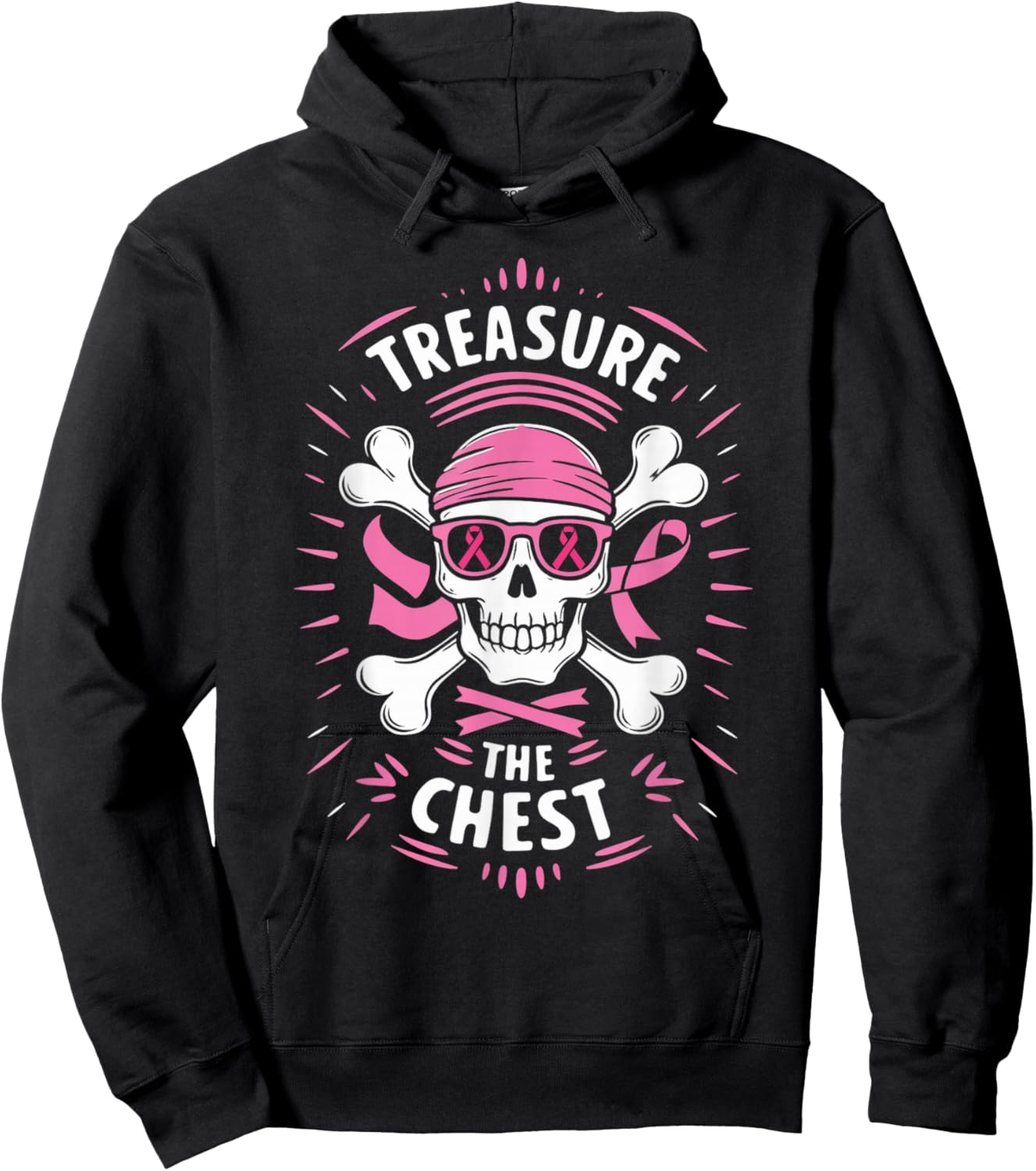 Pink Ribbon Breast Cancer Pirate Treasure the Chest Hoodie - Hoodie | Black