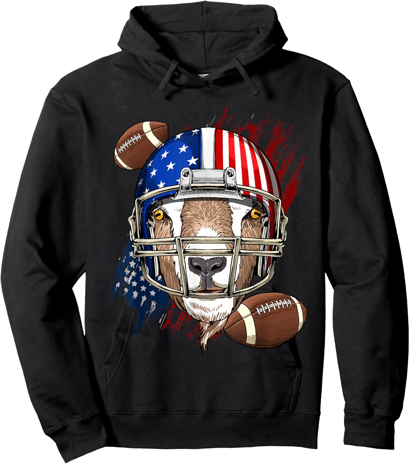 Goat American Football Goat Lovers USA Flag Hoodie - Hoodie | Black