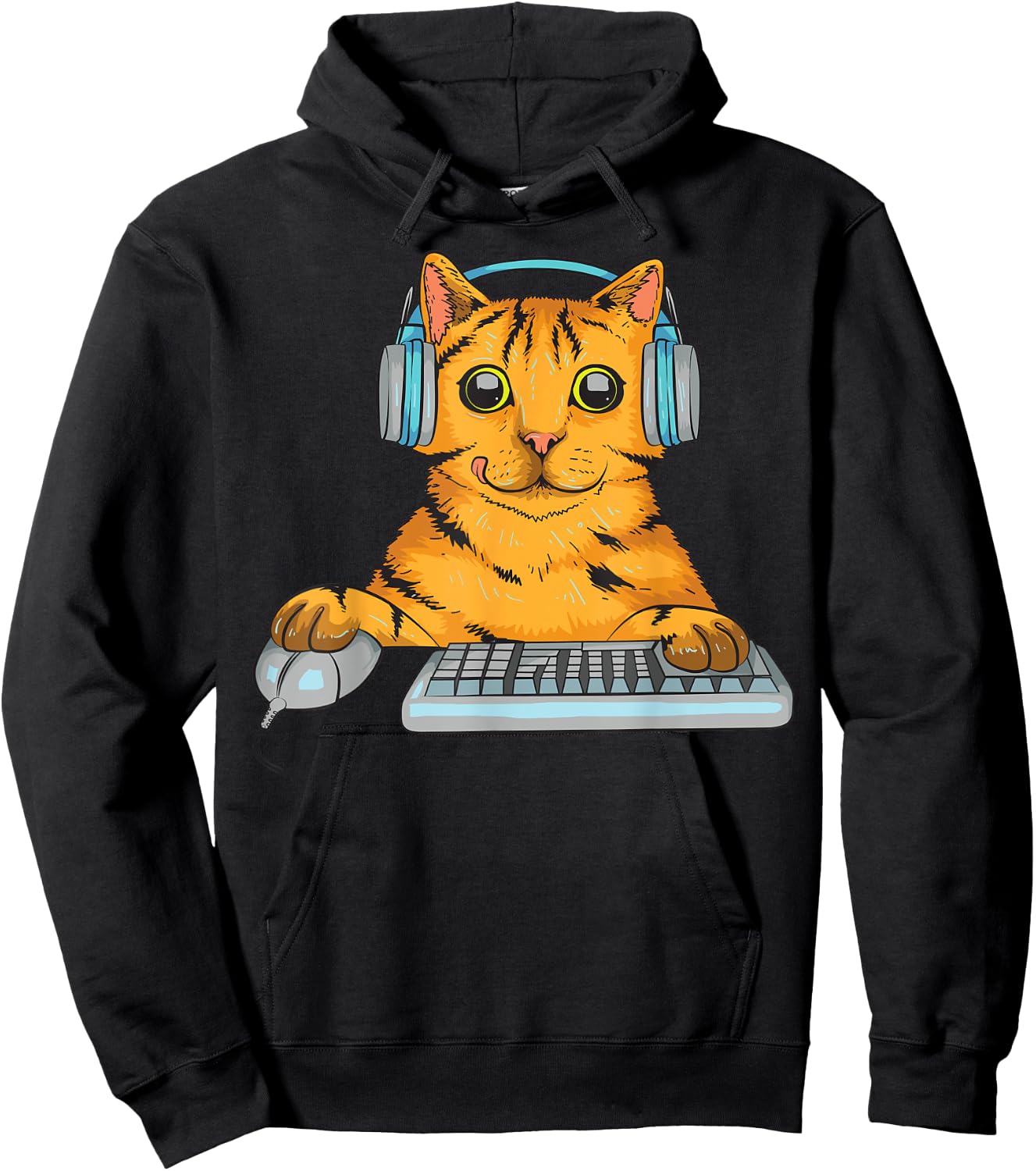 Cute Cat Gamer Gift | Funny Kitten Computer Game Playing Hoodie - Hoodie | Black
