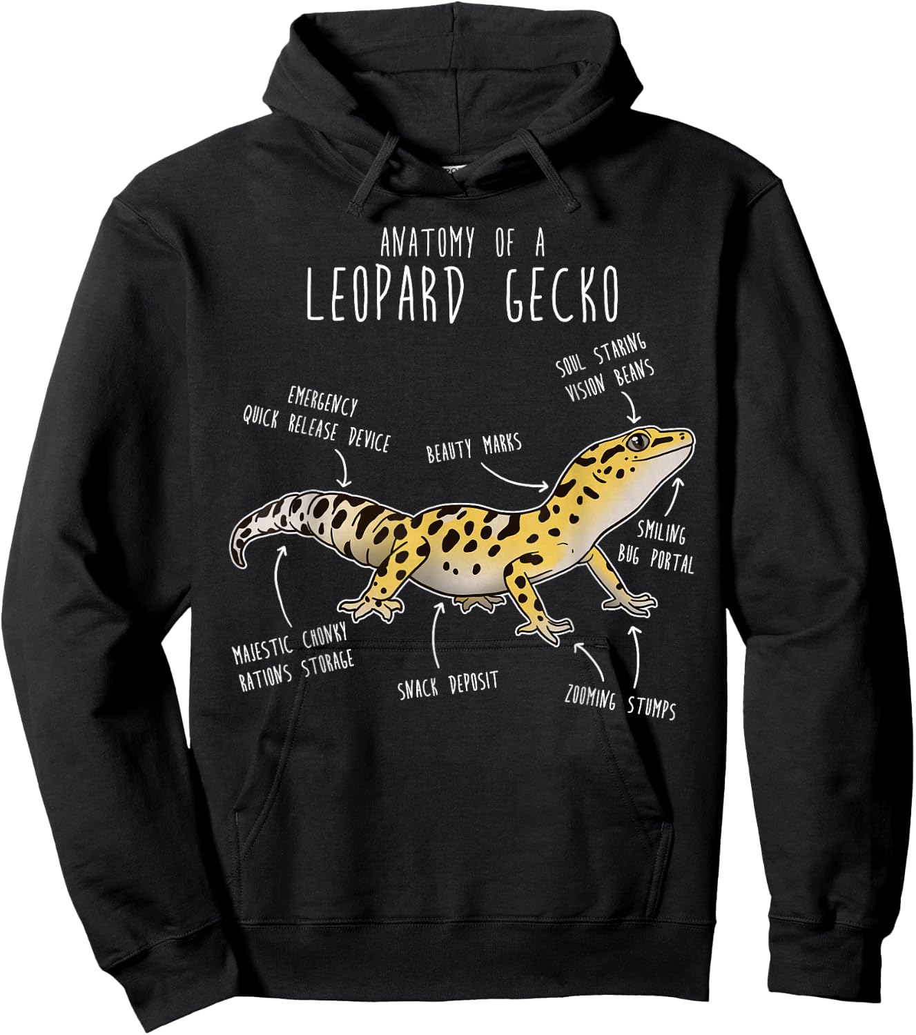 Anatomy of a Leopard Gecko, Funny Pet Reptile Lizard Lover Hoodie - Hoodie | Black