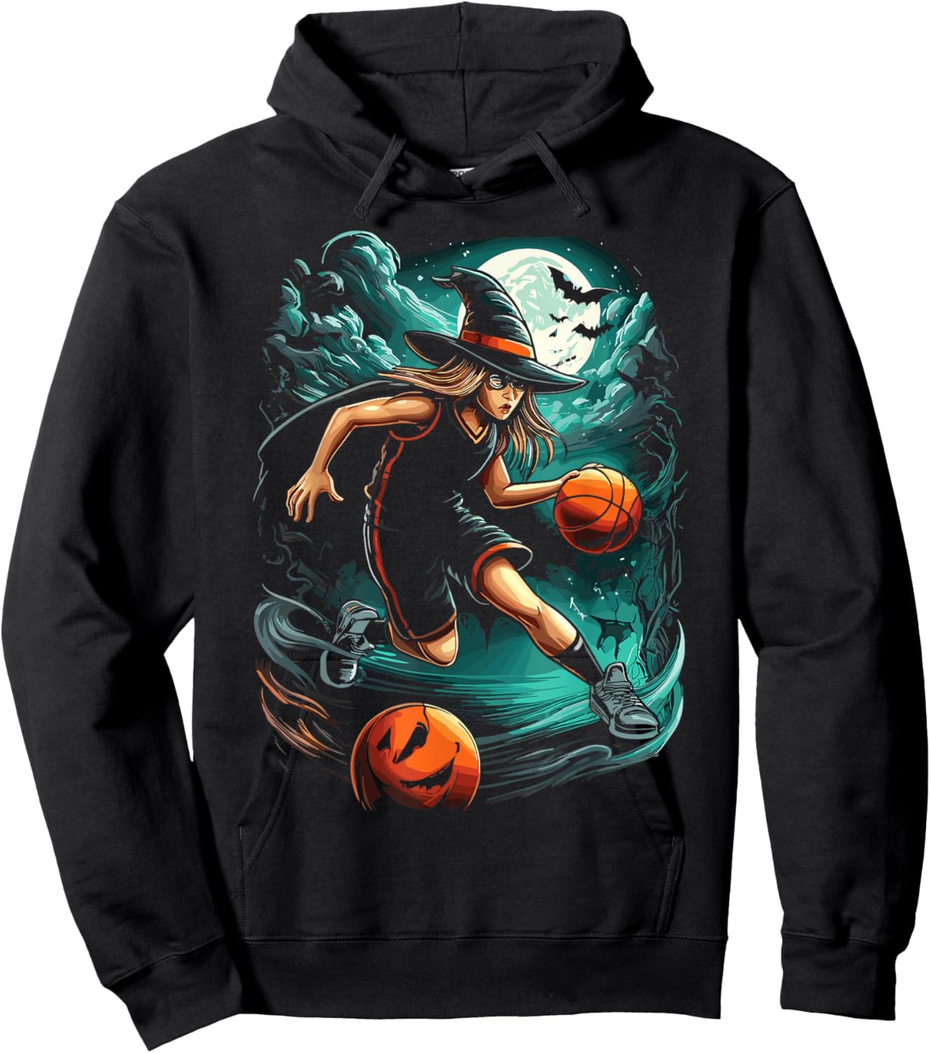Ball Game Basketball Halloween Witch Hoodie - Hoodie | Black