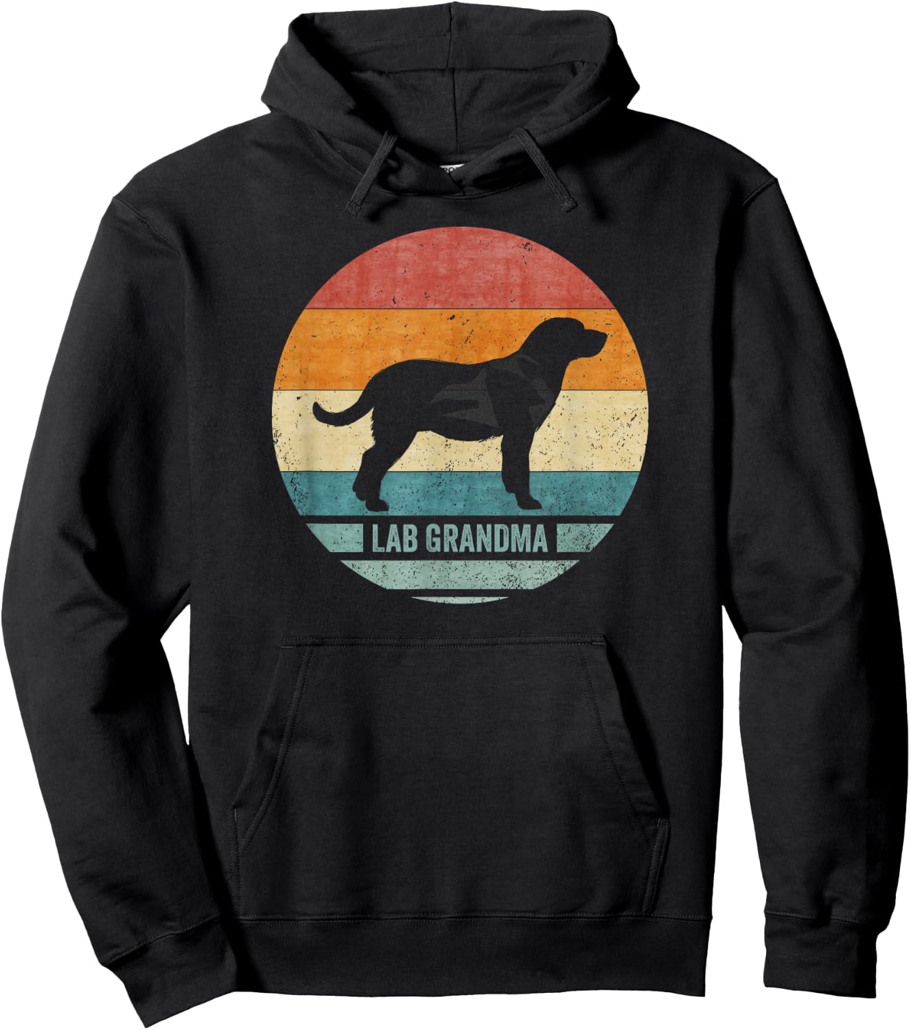 Vintage Labrador Retriever Grandma Lab Silhouette Sunset Hoodie - Hoodie | Black