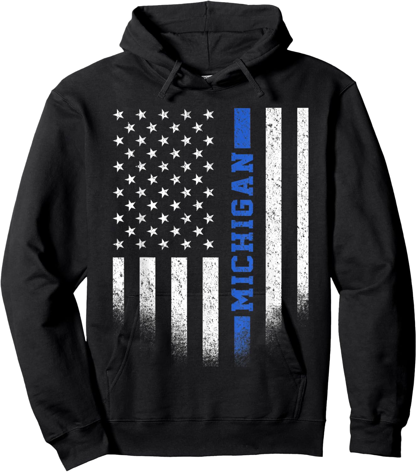 Michigan Blue Line US Flag State MI Police Officer Hoodie - Hoodie | Black