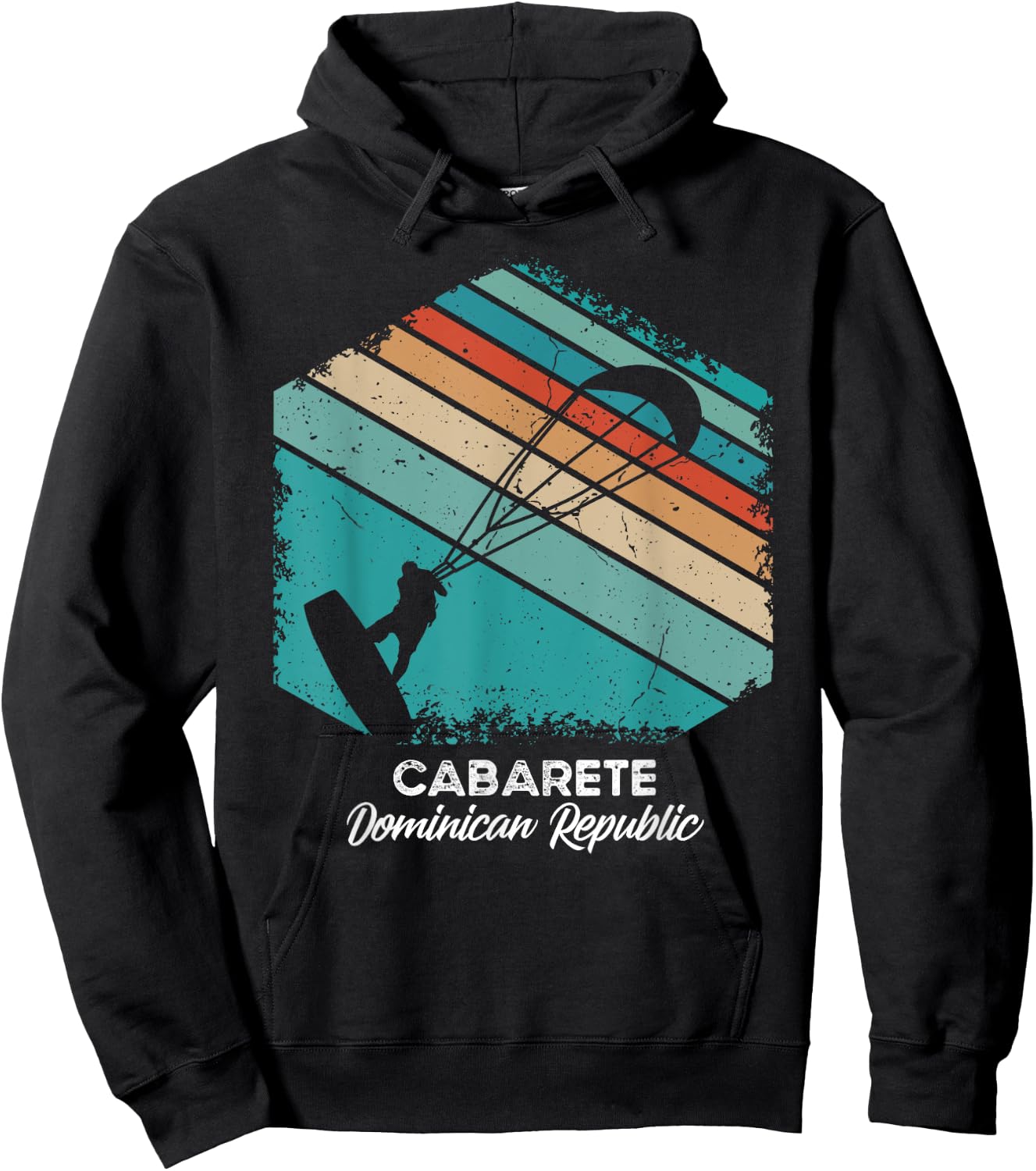 Vintage Retro Kitesurf Cabarete Kite Surfing Hoodie - Hoodie | Black