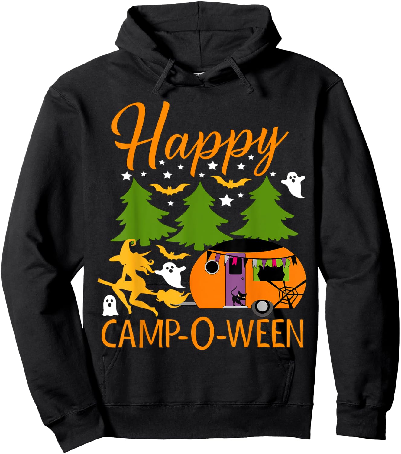 Happy Camp-O-Ween Halloween Camping Camper Hoodie - Hoodie | Black