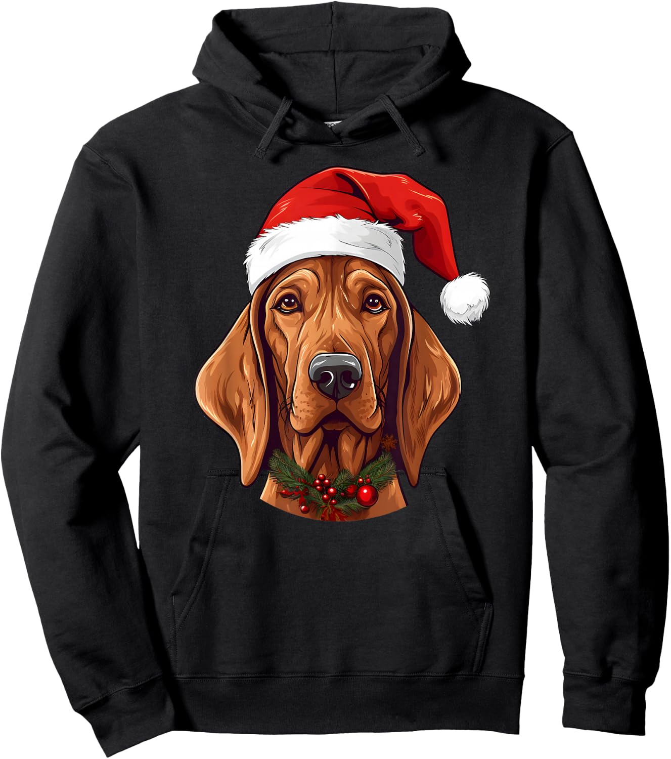 Redbone Coonhound Santa Hat Christmas Sweater Pet Dogs Hoodie - Hoodie | Black