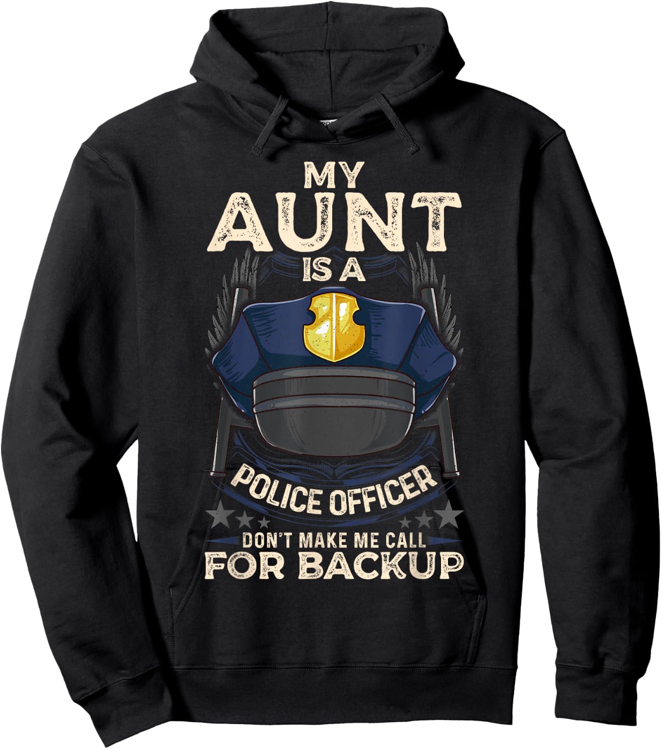 My Aunt Is A Police Officer Proud Cop Aunty Matching Family Hoodie - Hoodie | Black