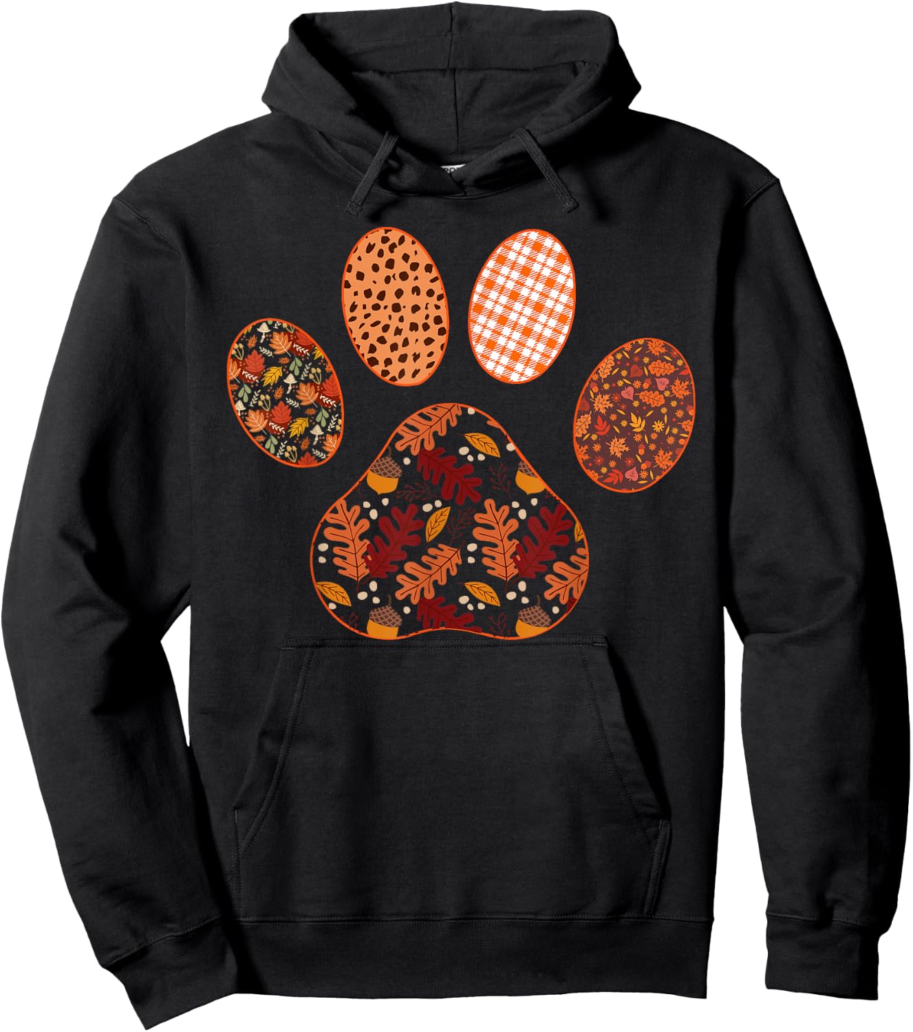 Paw Print Thanksgiving Dog Candy Fall Ghost Women Girls Kids Hoodie - Hoodie | Black