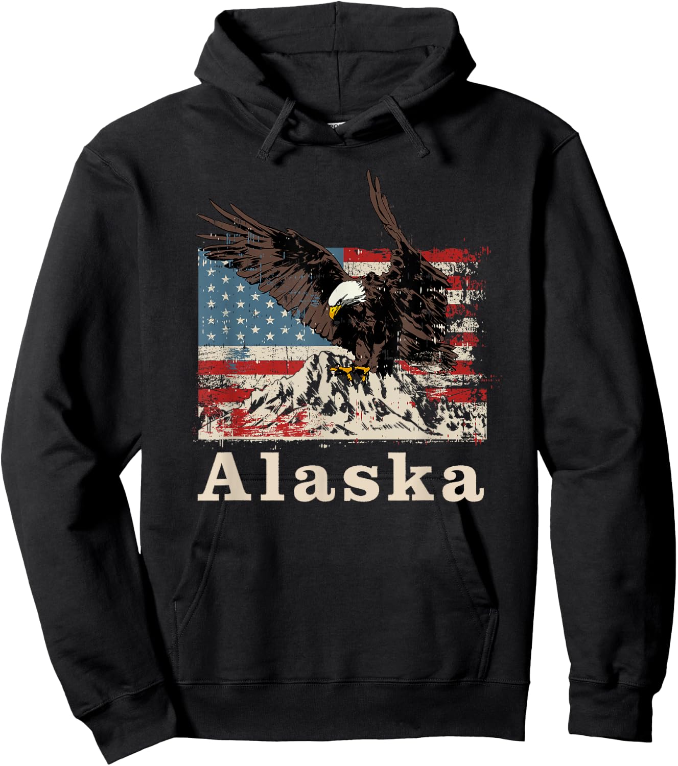 American Bald Eagle Flag Alaska Souvenir Hoodie - Hoodie | Black