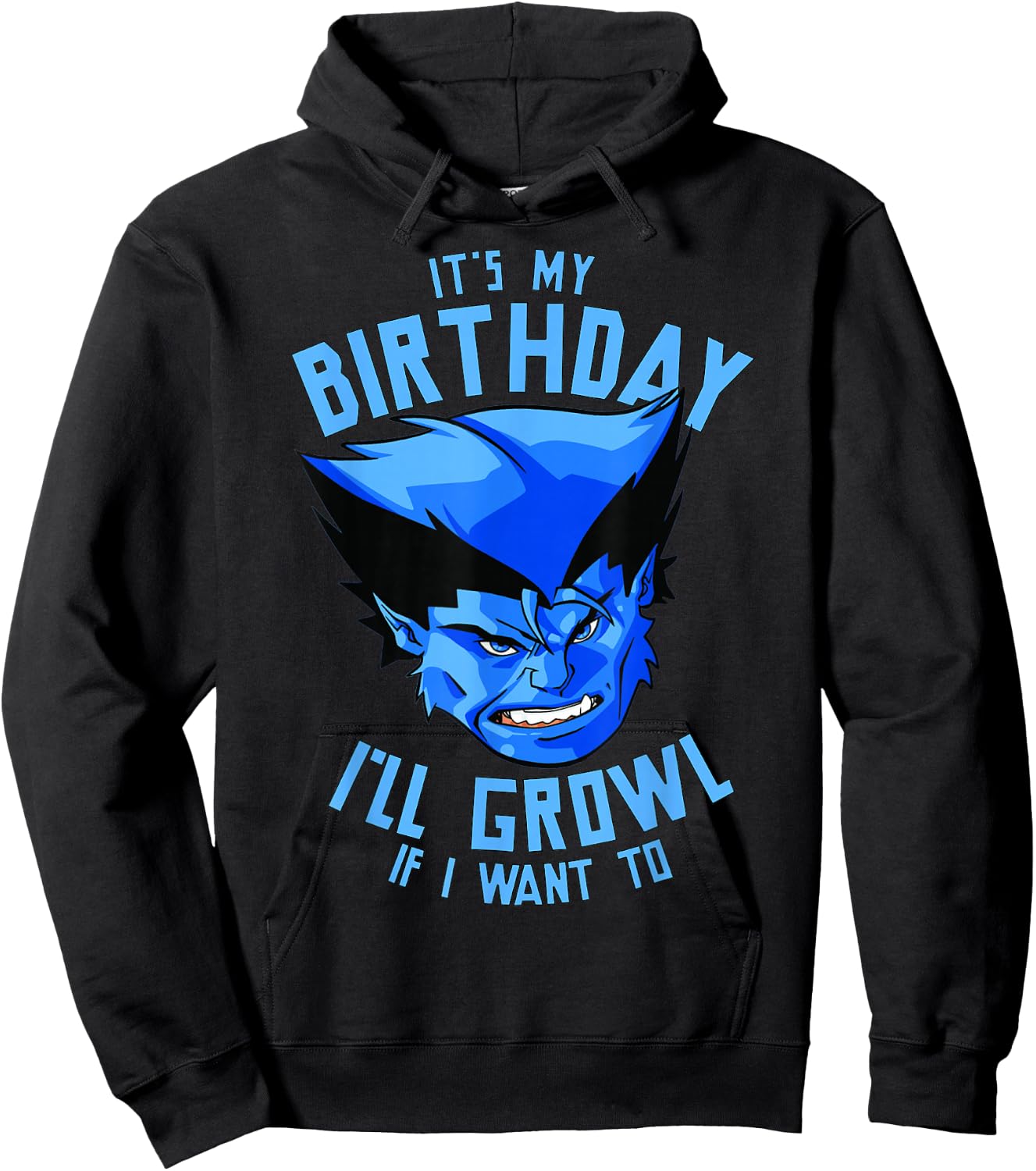 Marvel X-Men Beast It's My Birthday I'll Growl If I Want To Hoodie - Hoodie | Black