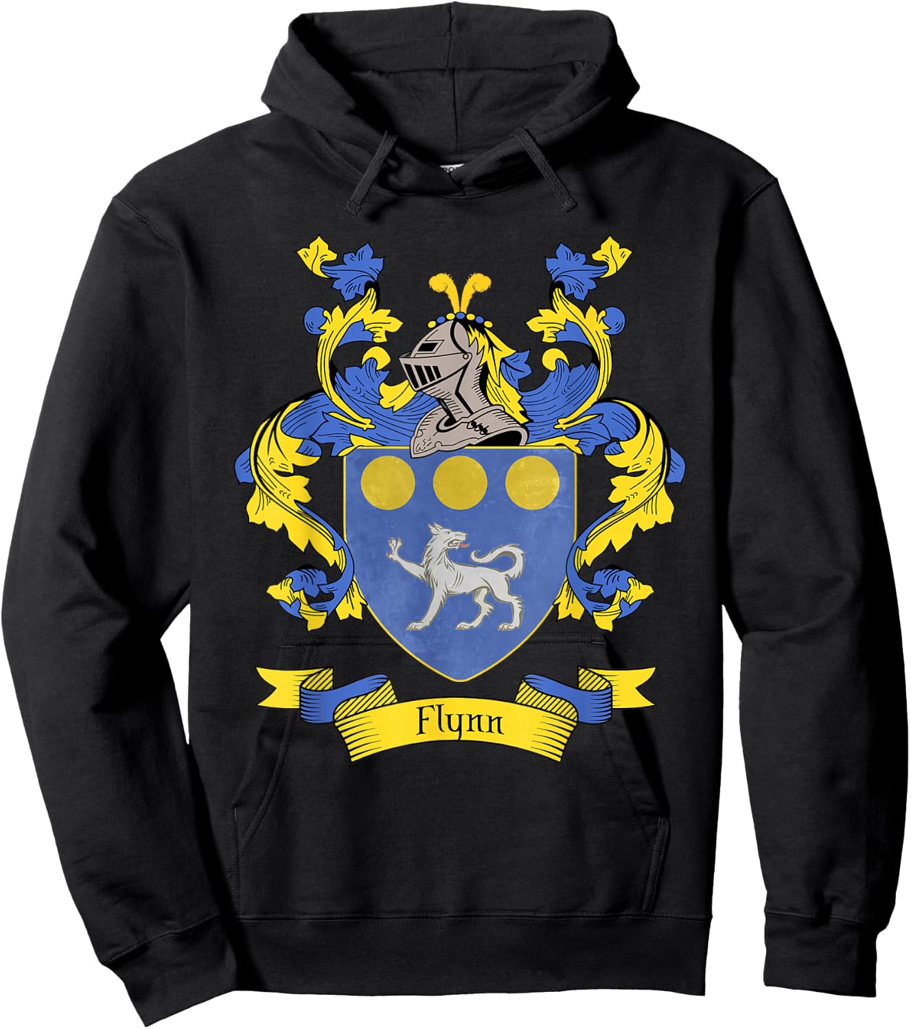 Flynn Coat of Arms | Flynn Surname Family Crest Hoodie - Hoodie | Black