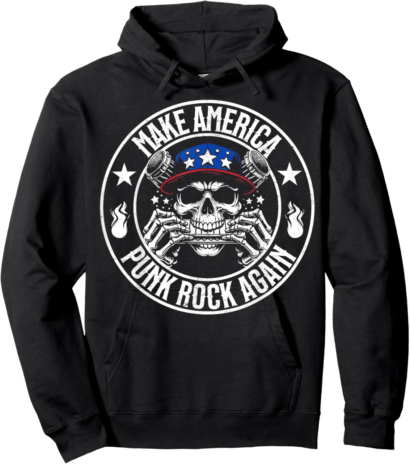 Make America Punk Rock Again Vintage Seal Funny Apparel Hoodie - Hoodie | Black