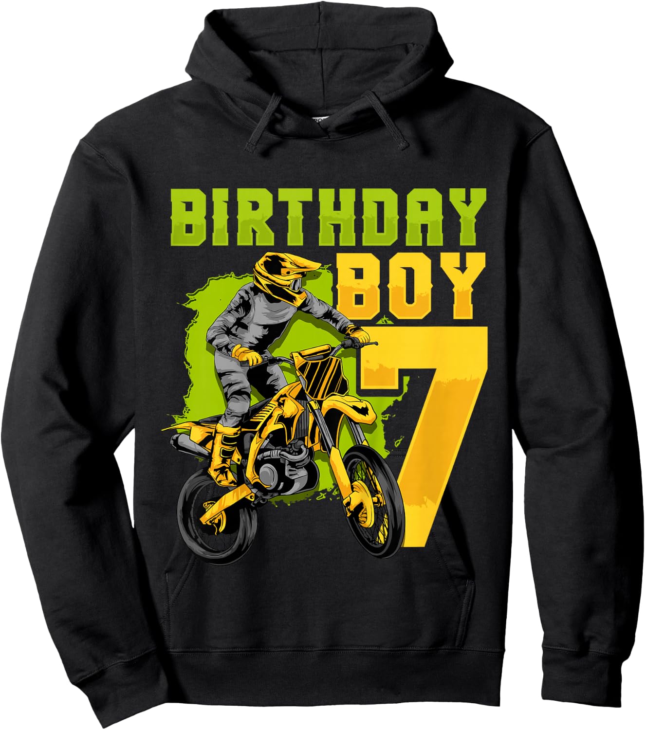 7th Birthday Gift Party Motocross Dirt Bike Racer 7 Years Hoodie - Hoodie | Black