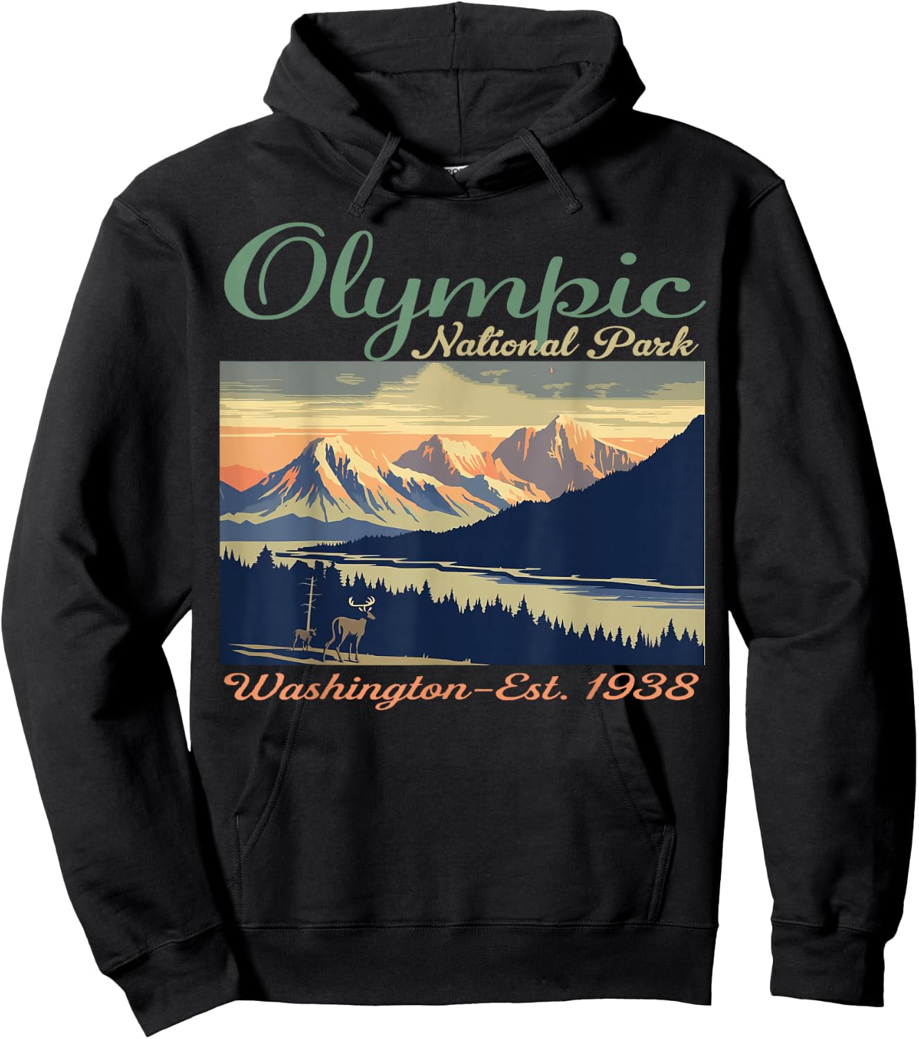 Olympic National Park Washington Hiking Camping Hoodie - Hoodie | Black