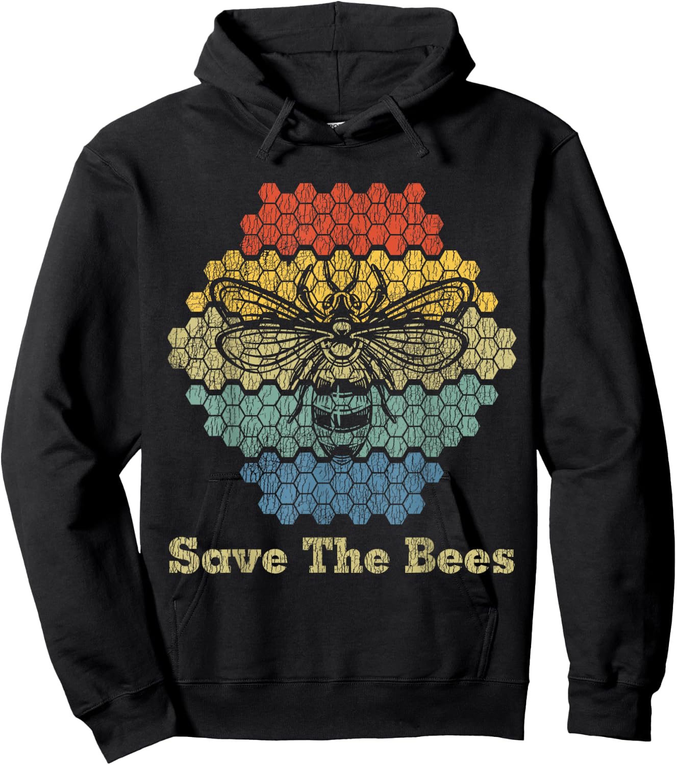 Retro Vintage Bumble Bee Save The Bees Keeper Climate Change Hoodie - Hoodie | Black