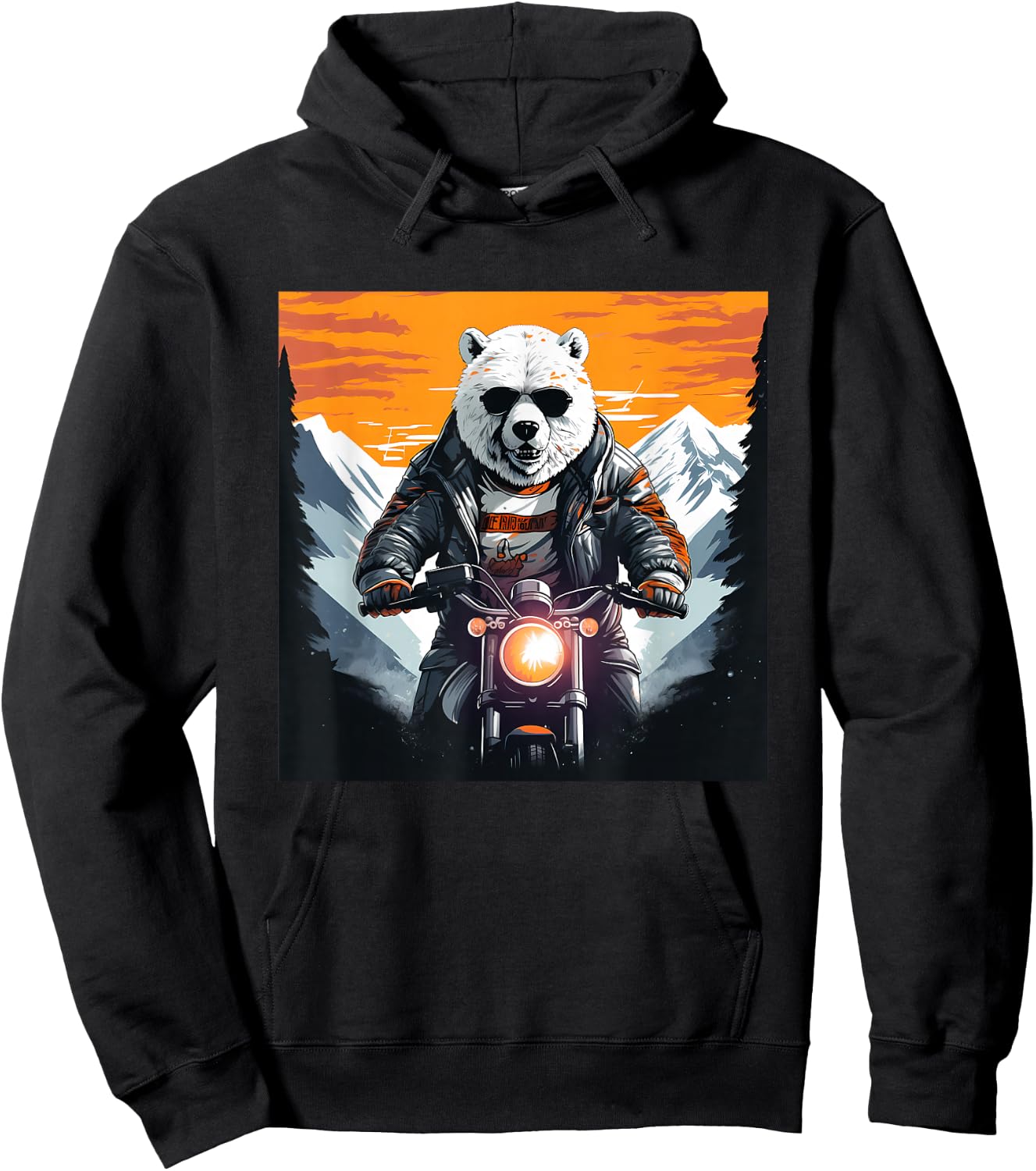 Biker Polar Bear Riding Motorcycle Hoodie - Hoodie | Black