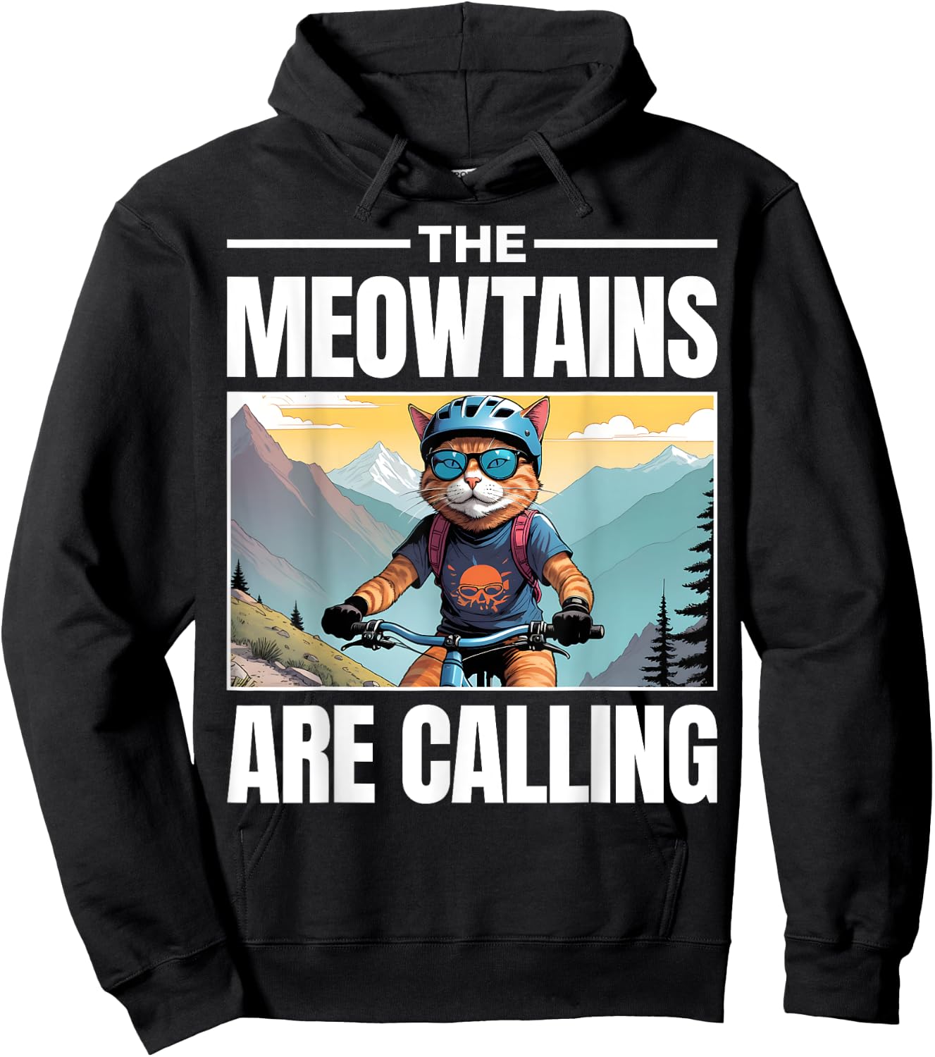 Funny MTB Cat Mountain Bike Biker Hoodie - Hoodie | Black