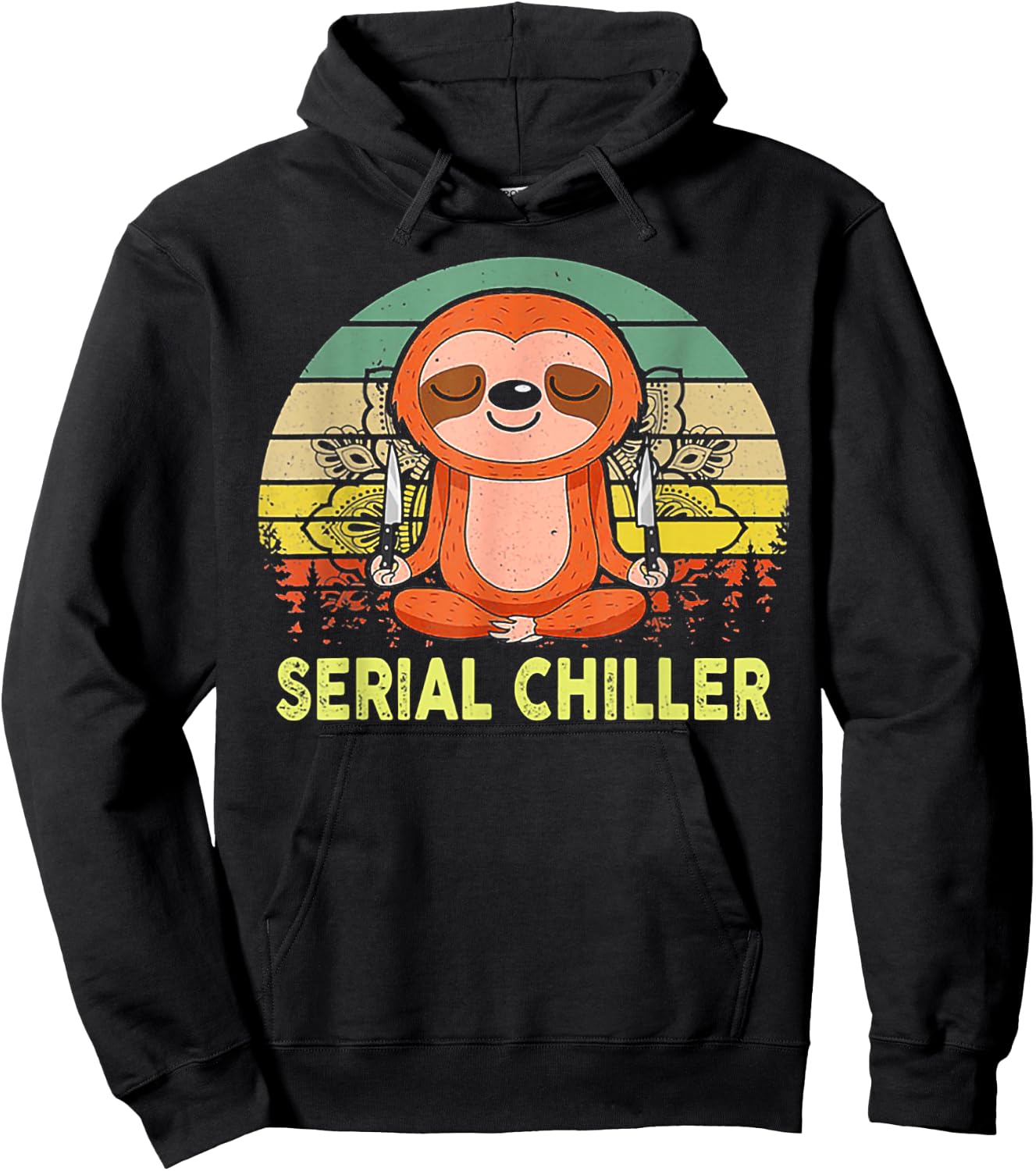 Serial Chiller Sloth Yoga Retro Vintage Hoodie - Hoodie | Black