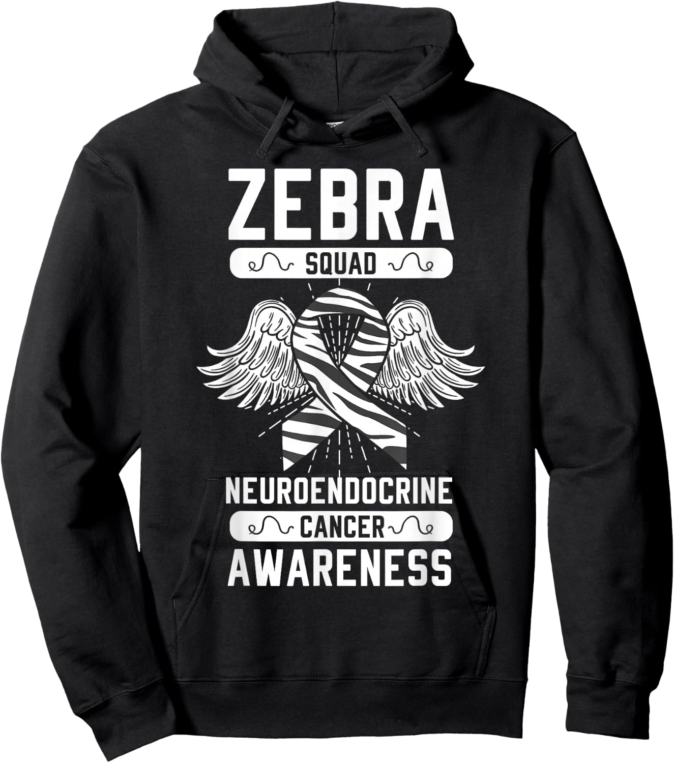 Zebra Squad Neuroendocrine Cancer Awareness Ribbon Carcinoma Hoodie - Hoodie | Black