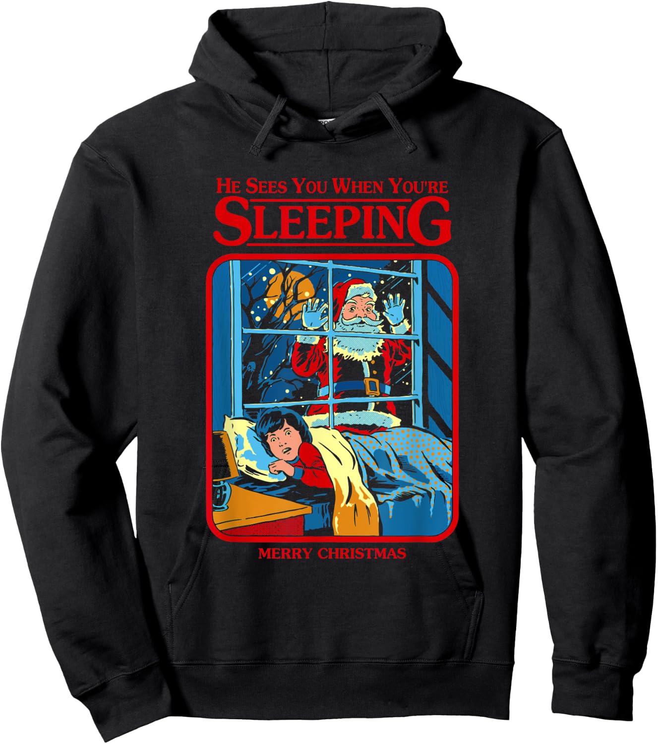 He Sees You When You're Sleeping Merry Christmas Hoodie - Hoodie | Black