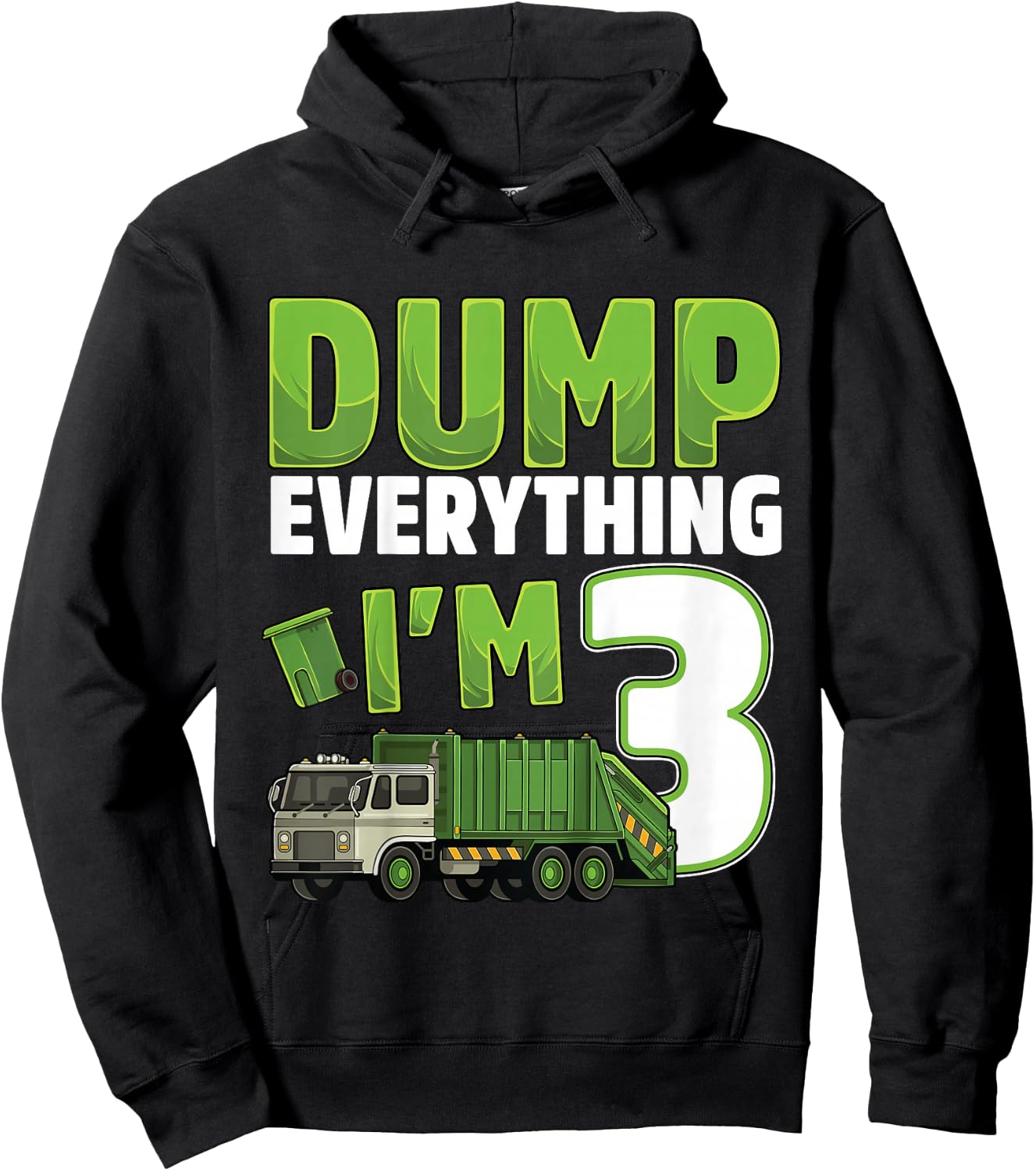 Kids Recycling Trash 3 Year Old Garbage Truck 3rd Birthday Boy Hoodie - Hoodie | Black