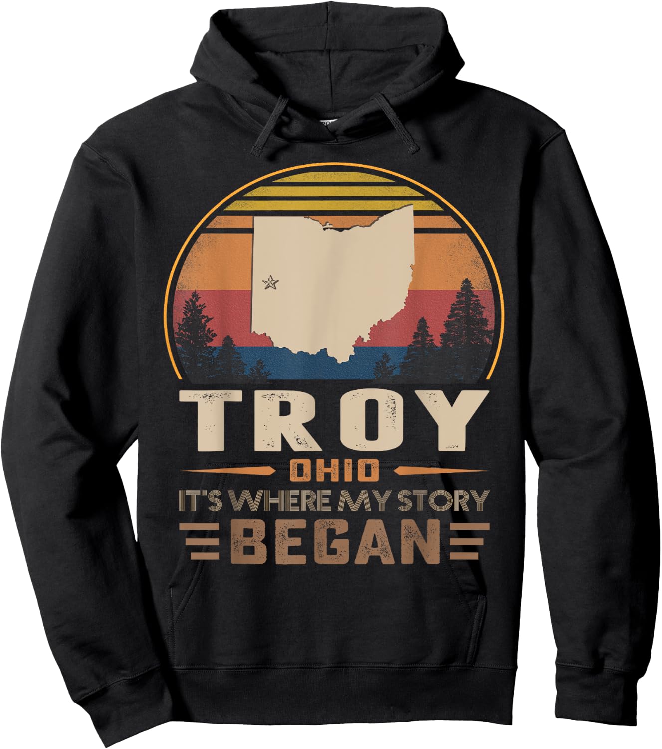 Vintage Troy Ohio Homtown My Story Began Hoodie - Hoodie | Black