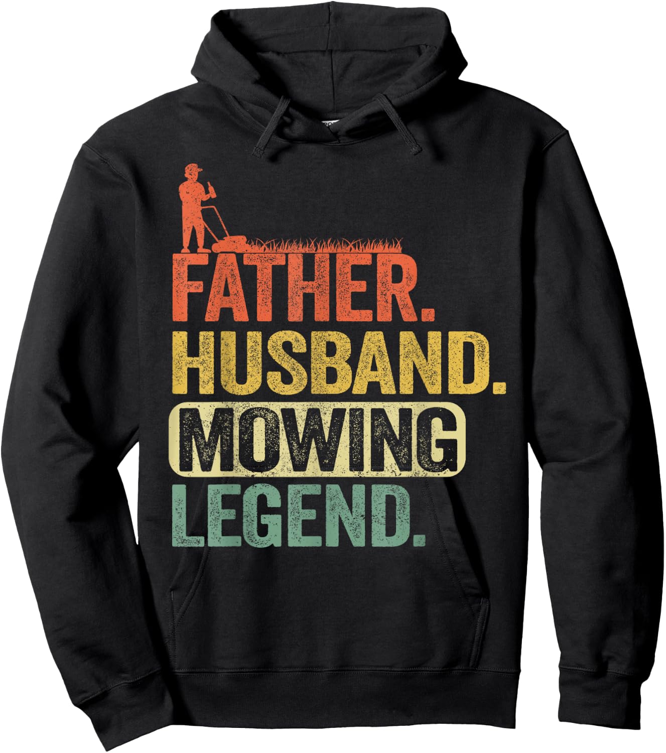 Father Husband Mowing Legend Gardener Dad Funny Lawn Mowing Hoodie - Hoodie | Black
