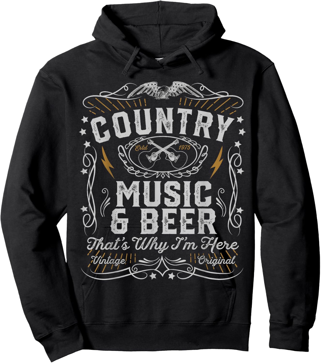 Country Music And Beer Thats Why I'm Here Gift Hoodie - Hoodie | Black