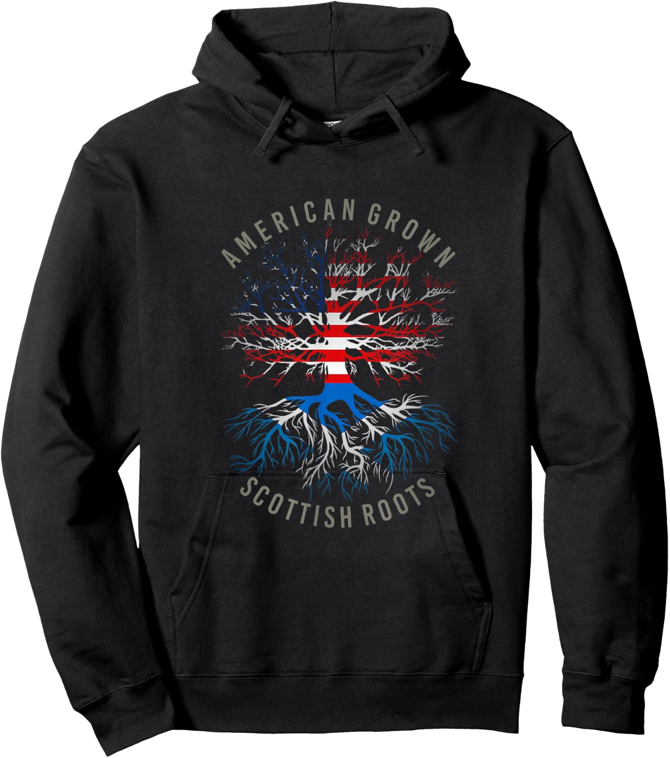 American Grown Scottish Roots USA Scotland Flag Heritage Hoodie - Hoodie | Black