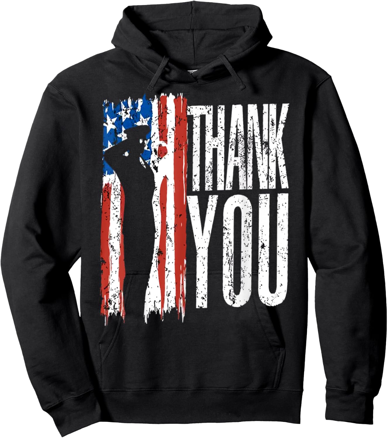 USA Flag Thank You Veterans Day 4th of July Patriotic Hoodie - Hoodie | Black