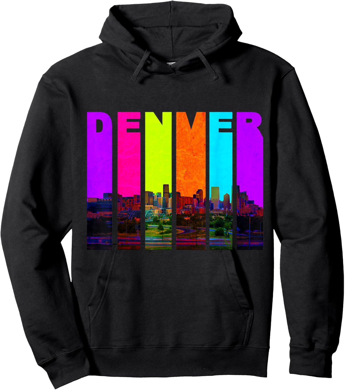 Retro I Love Denver Colorado Skyline Hoodie - Hoodie | Black