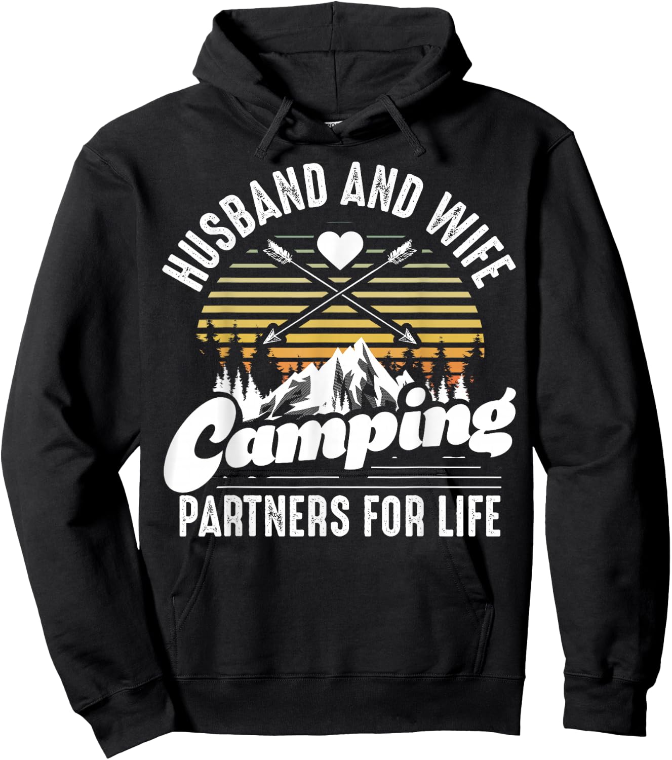 Husband and Wife Camping Partners for Life Gift Funny Camper Hoodie - Hoodie | Black