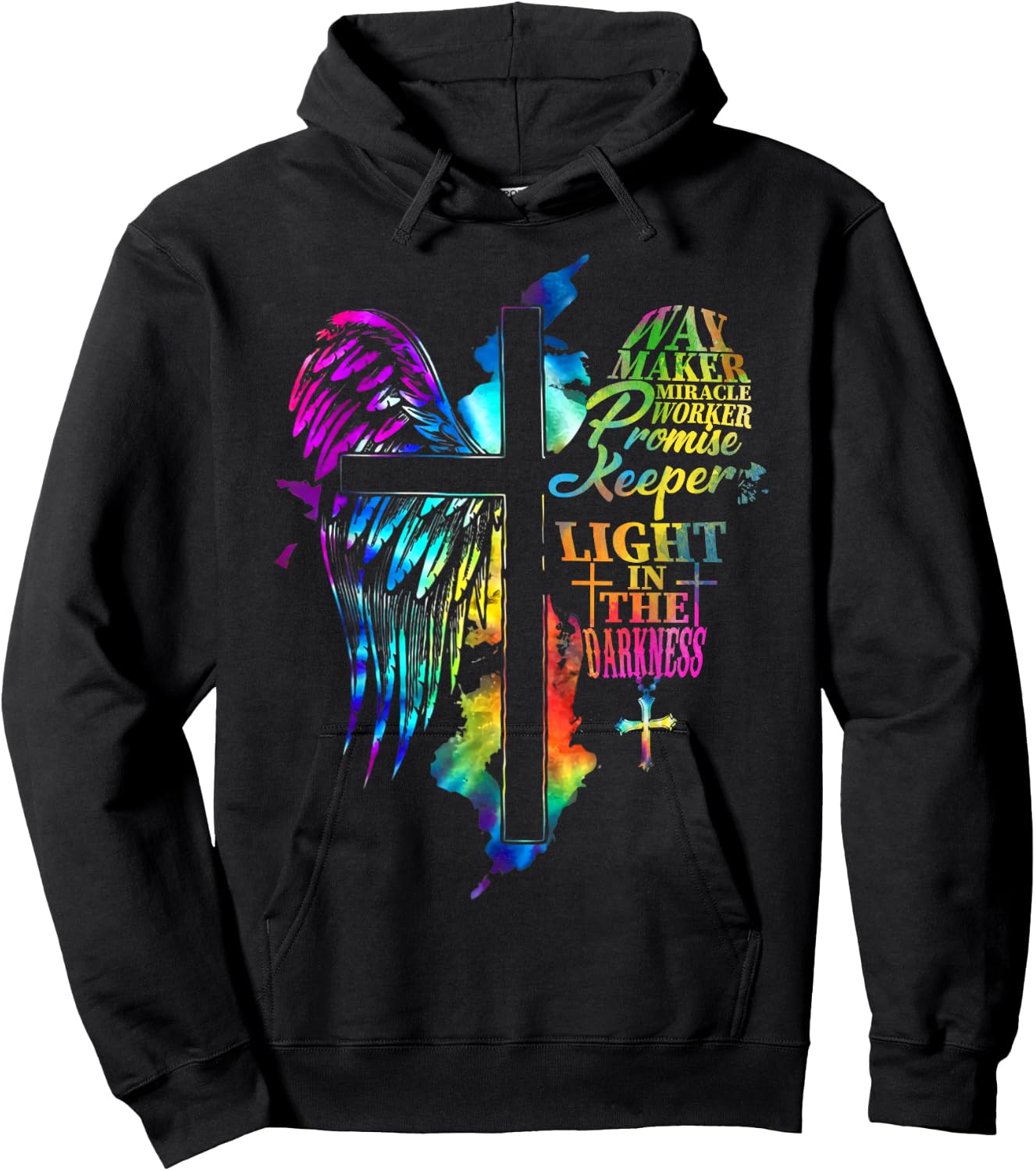 Waymaker Miracle Worker Jesus Christ Wings Religious Quote Hoodie - Hoodie | Black