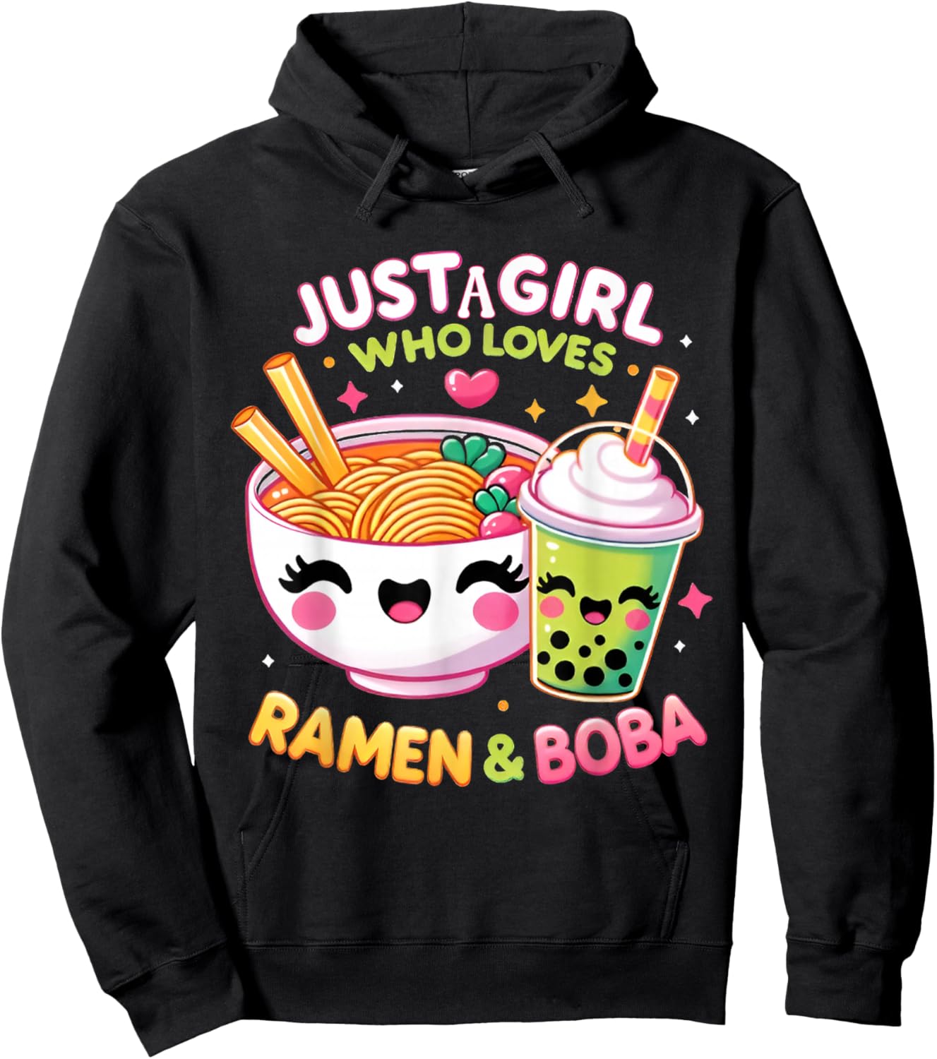 Just A Girl Who Loves Boba Tea and Ramen Bubble Tea Japanese Hoodie - Hoodie | Black
