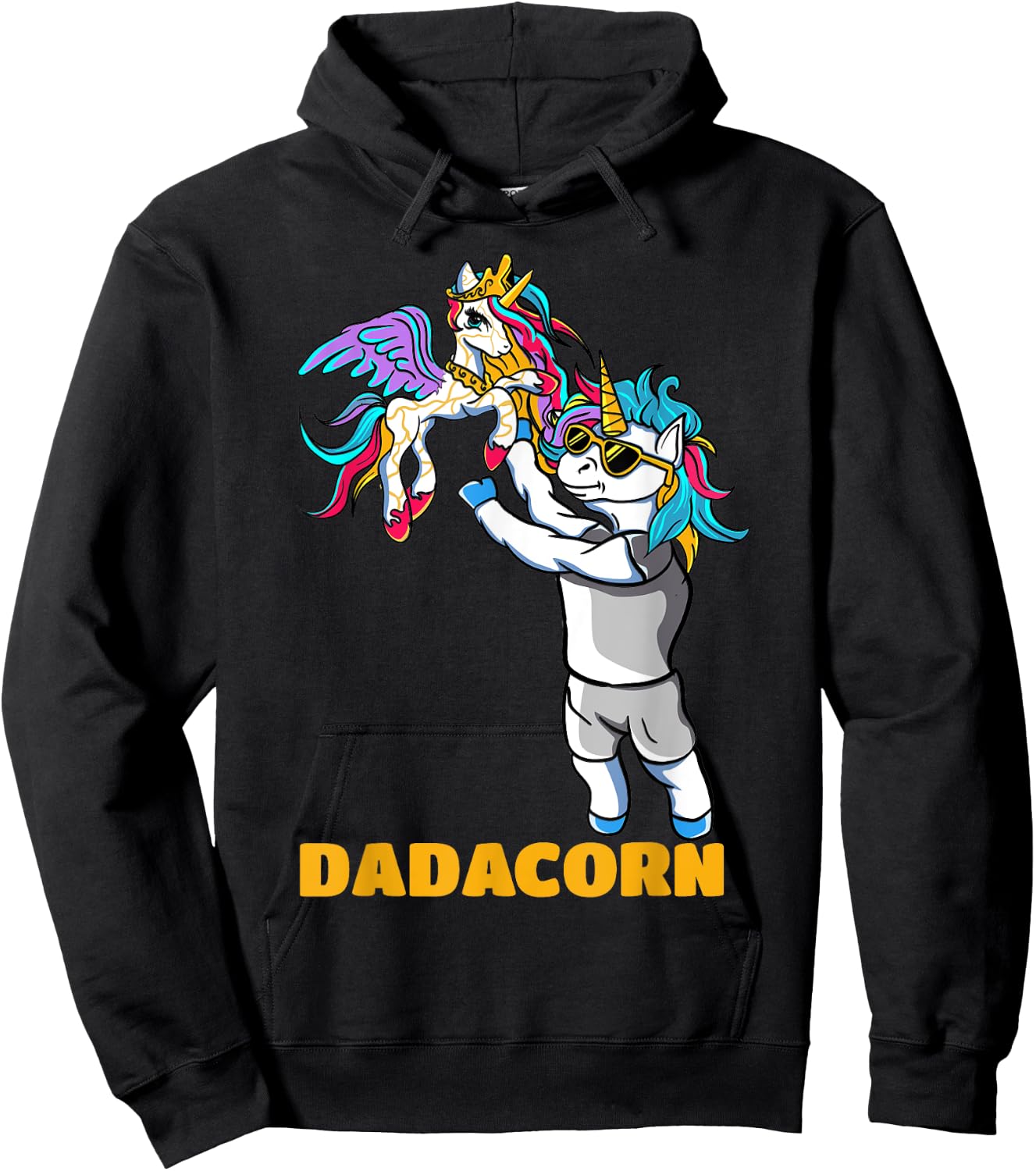 Dadacorn Unicorn Dad for a Family Daddy Fathers Day Hoodie - Hoodie | Black
