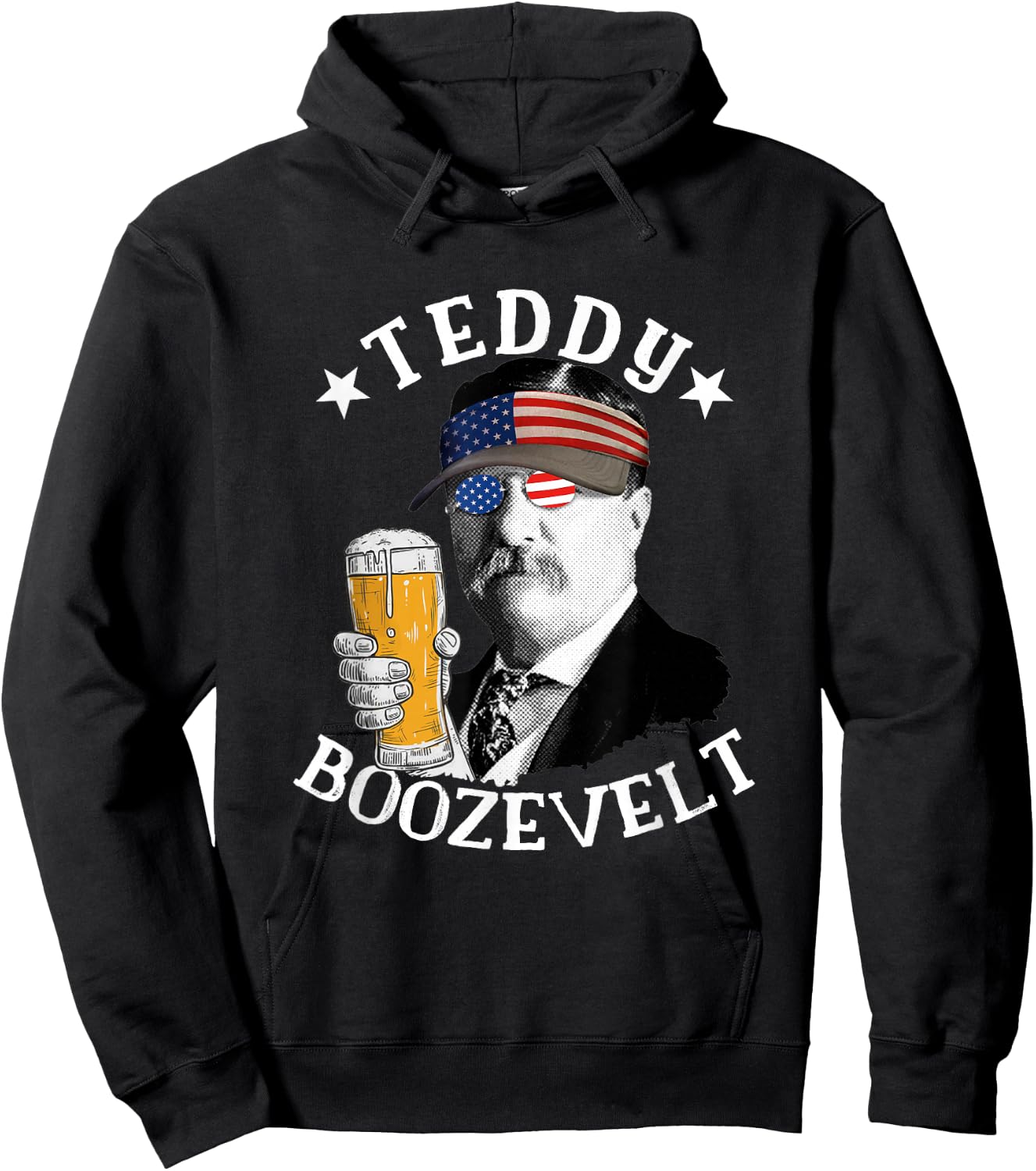 Teddy Boozevelt President Theodore Roosevelt Drinking Beer Hoodie - Hoodie | Black