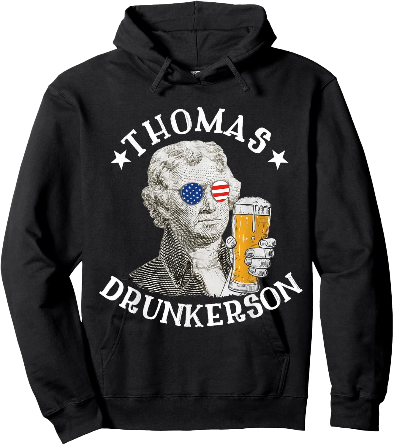 Thomas Drunkerson President Thomas Jefferson Drinking Beer Hoodie - Hoodie | Black