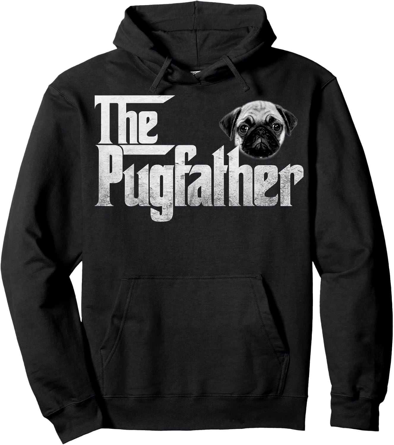 The Pugfather distressed style humour Hoodie - Hoodie | Black