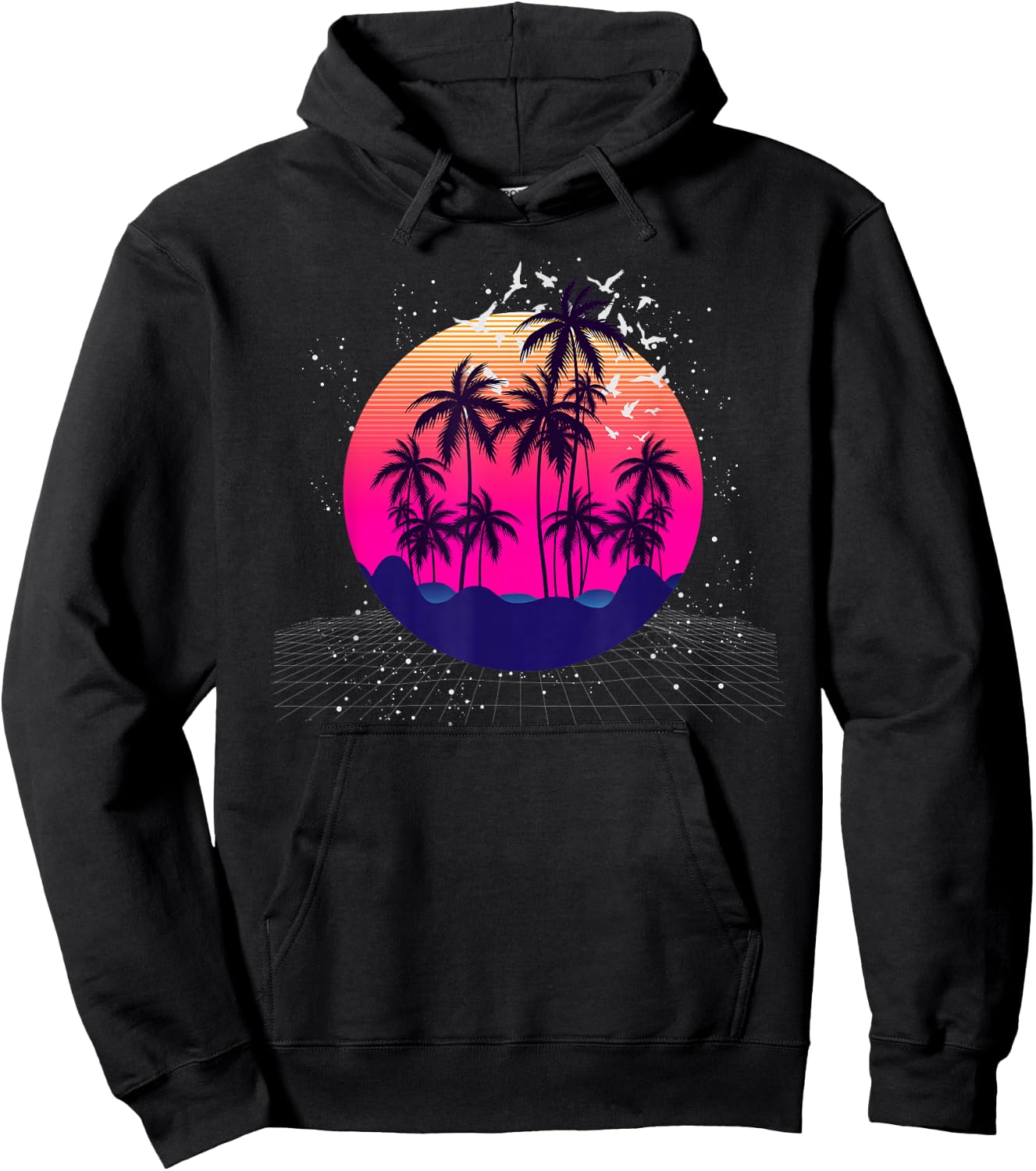 Vaporwave Aesthetic 80s Retro Art Tropical Vaporwave Hoodie - Hoodie | Black